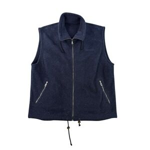 Bogner Vest Men XL Navy Blue Fleece Full Zip Made in USA Vintage 9927